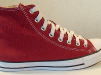 Chili Paste Red High Top Chucks  Outside view of a right chili paste red high top.